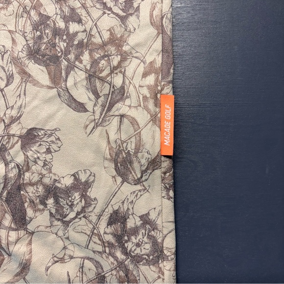 Macade Golf Concept Taylor Flower Beige Camp Polo Shirt Men's Sz L - Picture 7 of 9